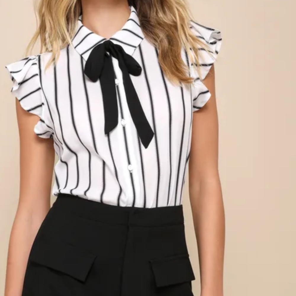 Black and white button down top